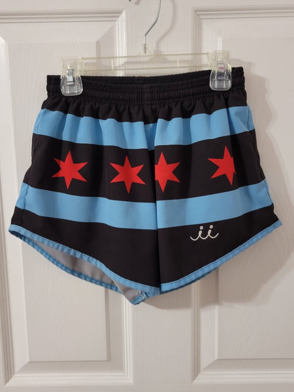 Chi Chi Sport Womens Running Shorts Black Chicago Flag - Size XS